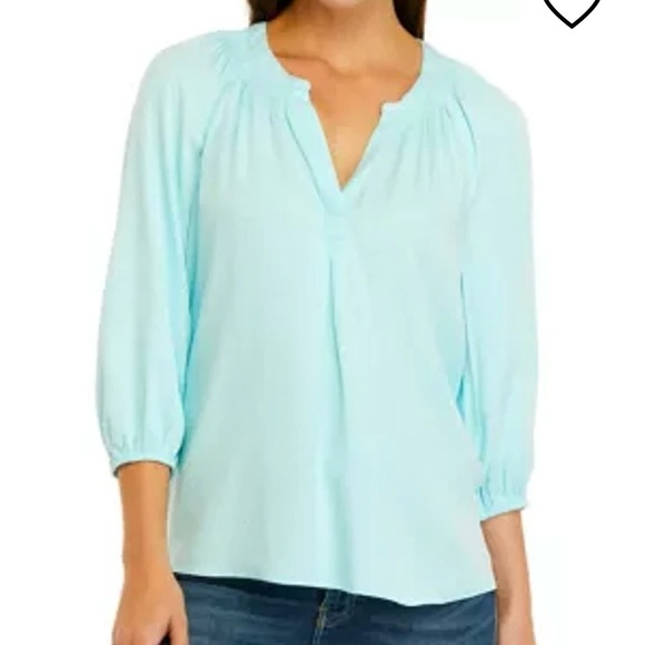 crown & ivy Tops - Crown & Ivy Women's Light Blue V Neck Blouse Size Large
